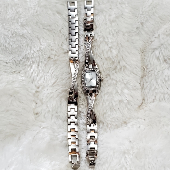 Silver & Crystal Watch & Bracelet Set - Picture 4 of 10
